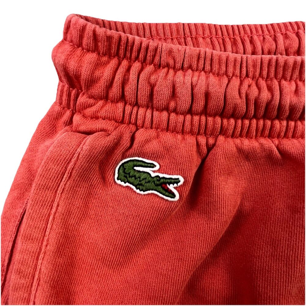Lacoste Logo Sweat Shorts Mens M Orange Big Croc French Terry Athletic Pockets - Picture 2 of 14